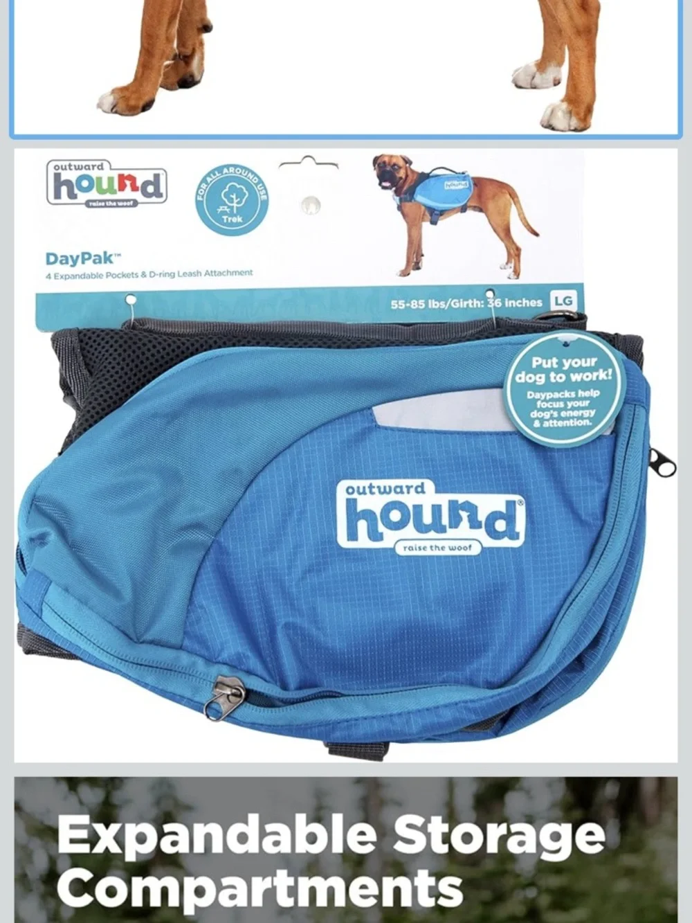 Outward Hound Blue Dog DayPak Backpack with D-Ring